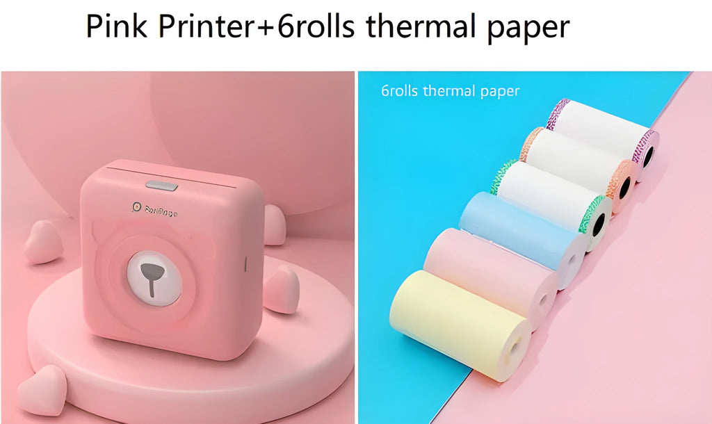 Mini Bluetooth wireless thermal printer for photos and stickers, white colour, compact size
