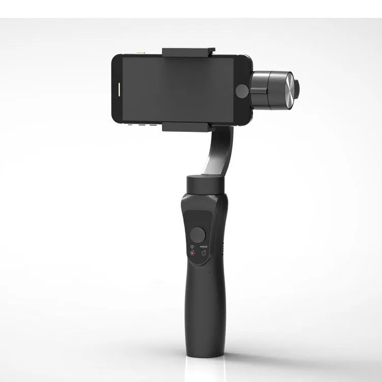 Black 3-axis handheld smartphone gimbal stabiliser on a table