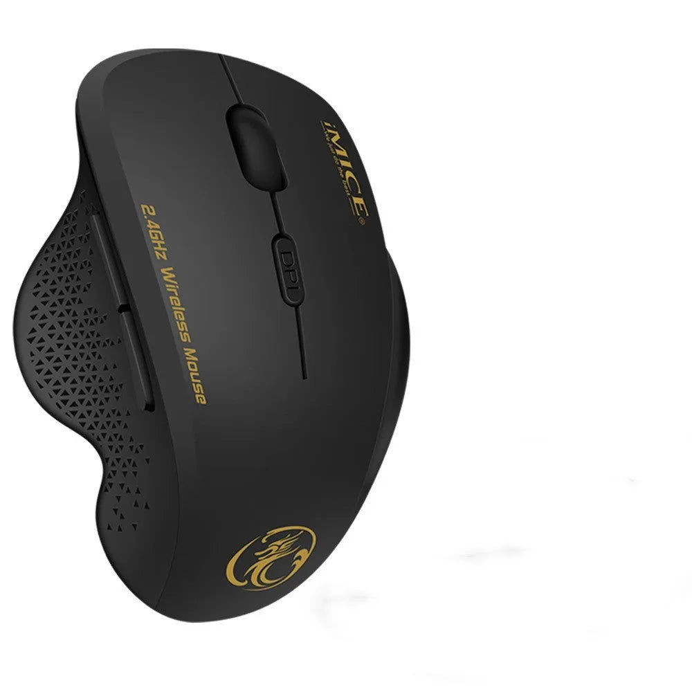 2.4G wireless 6-button gaming mouse in black iron grey with USB receiver, 113x80x48mm