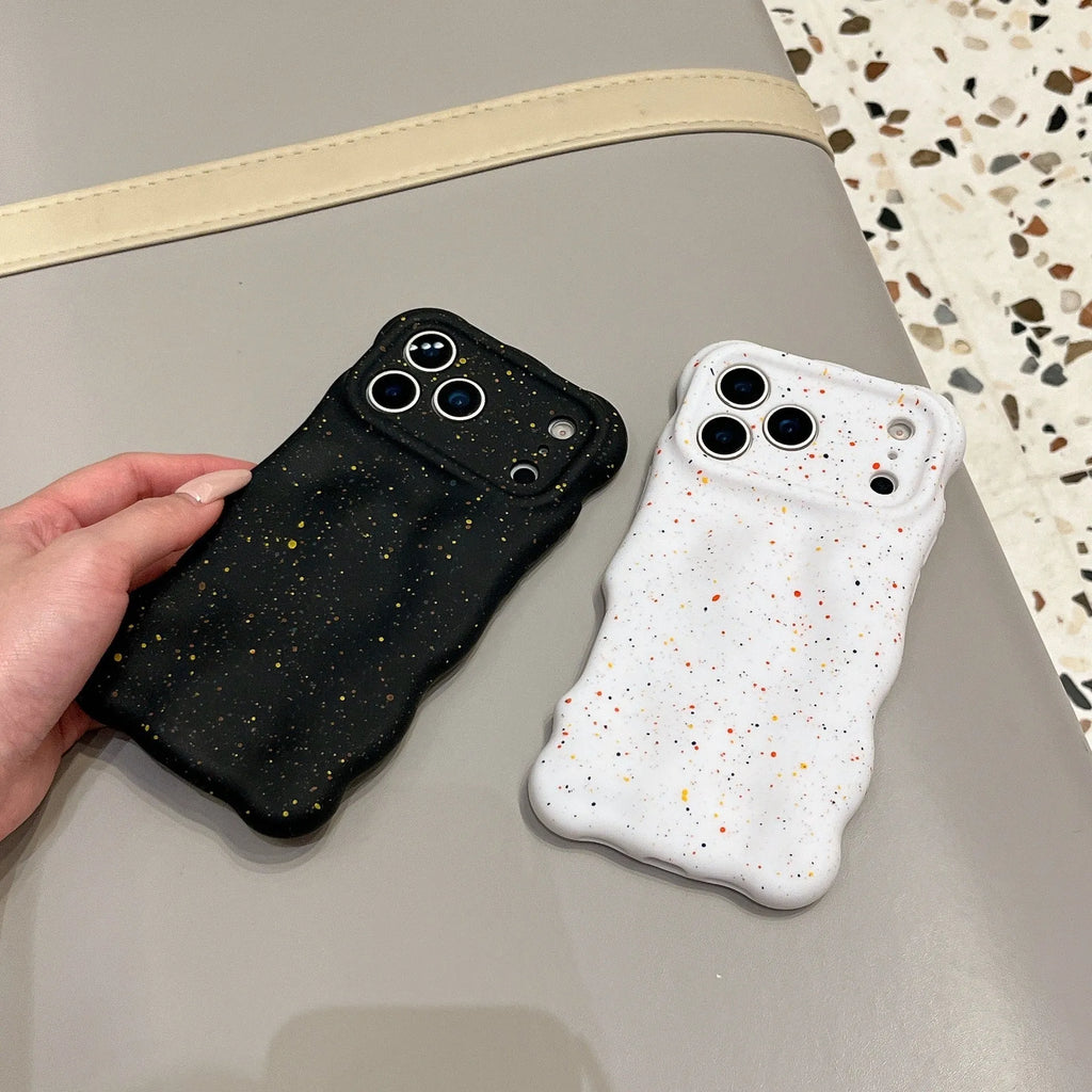 New Wave soft shell TPU phone case with white splash ink pattern and black edges for iPhone