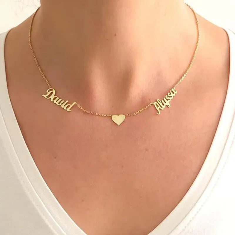 Custom love necklace for women stainless steel pendant personalised with letters or text snake chain