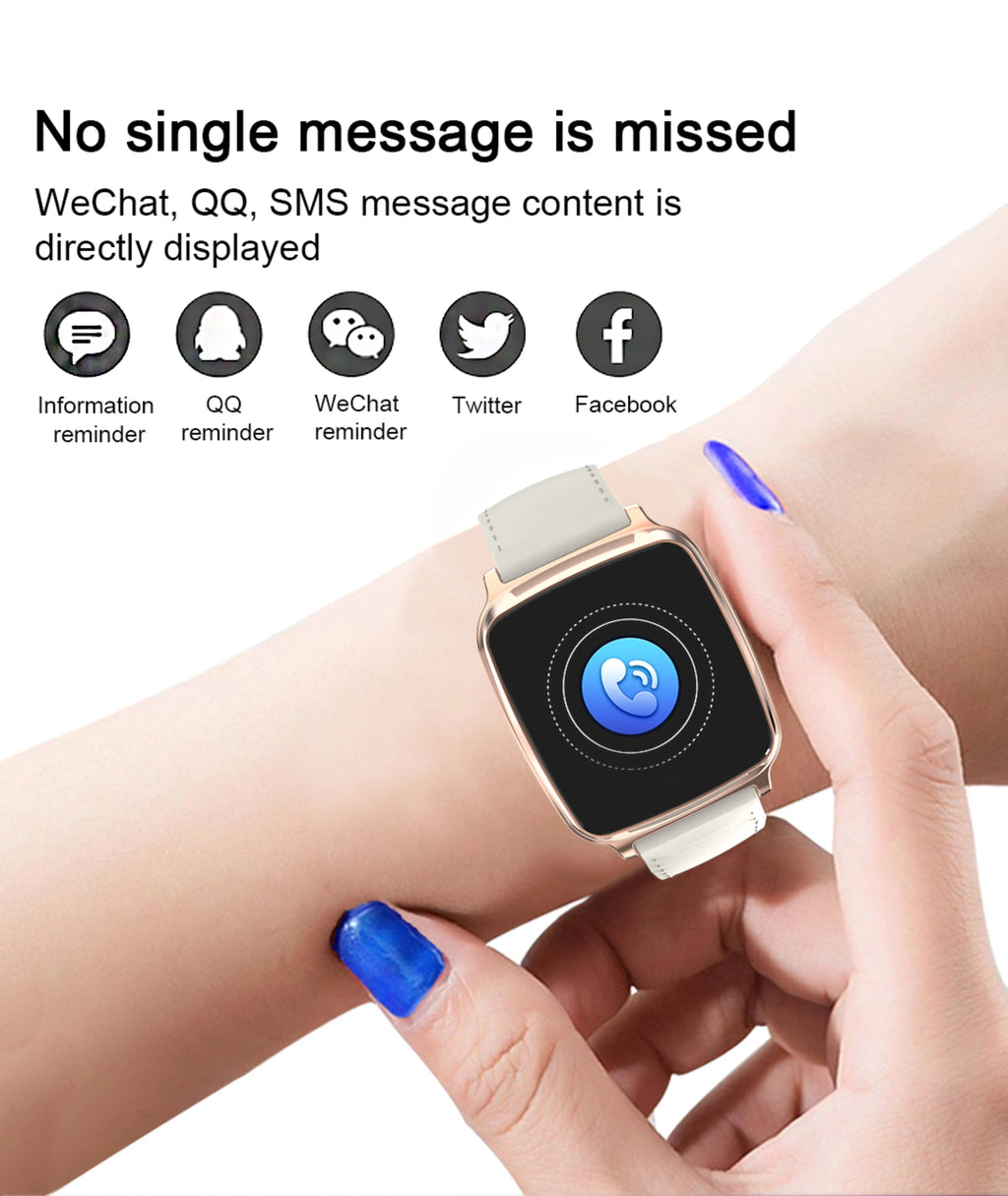 M8 smart fitness bracelet in black with zinc alloy body and TPU strap on a wrist, displaying heart rate data.