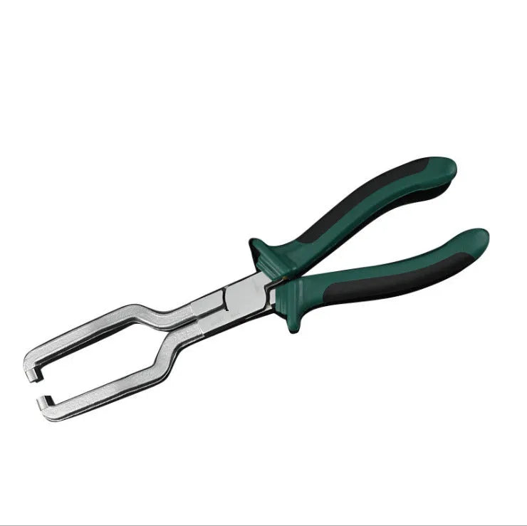 Iron caliper tubing pliers with rubber grips for automotive fuel line maintenance in two sizes