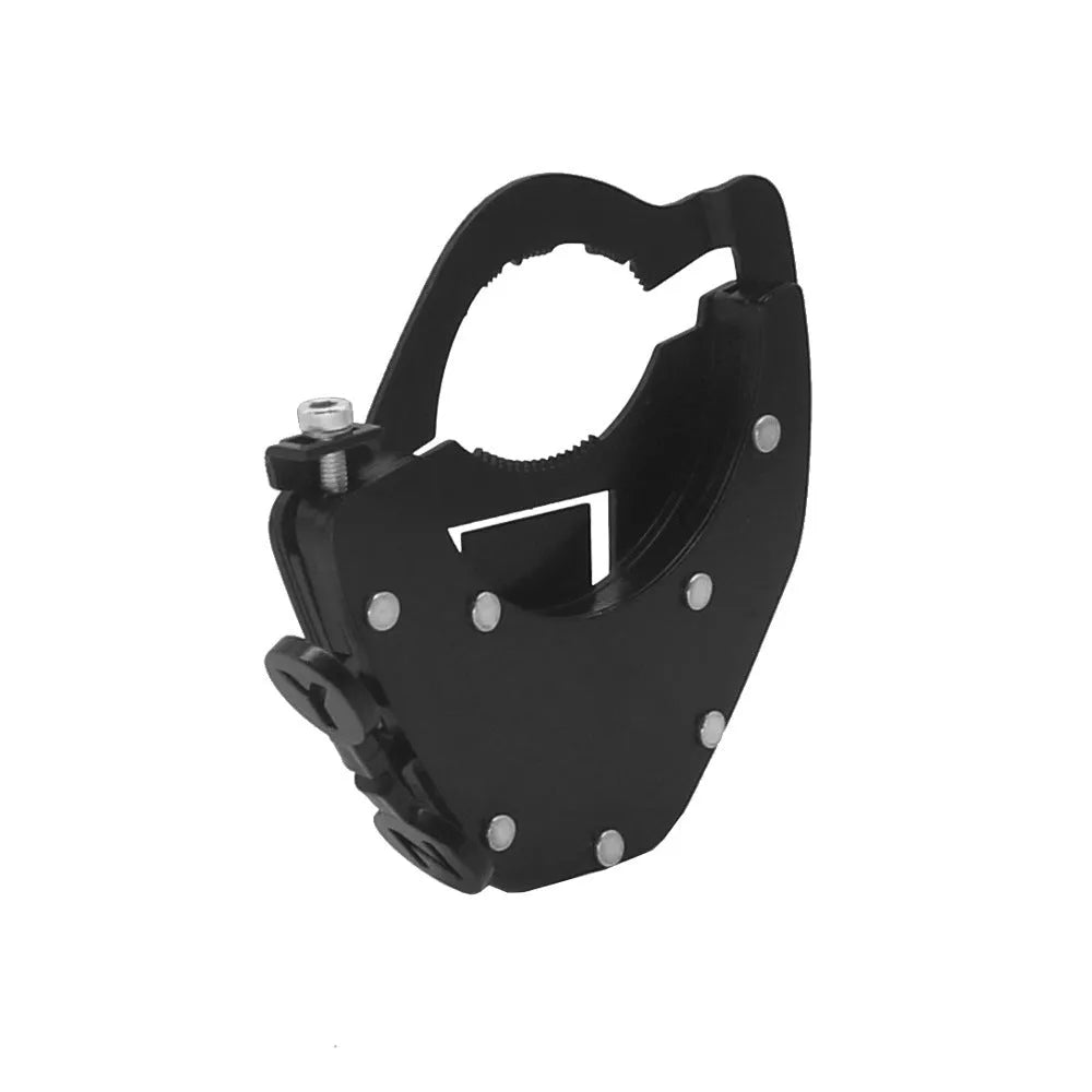 Stainless steel motorcycle throttle lock cruise control assist device showing bottom and top mount formats
