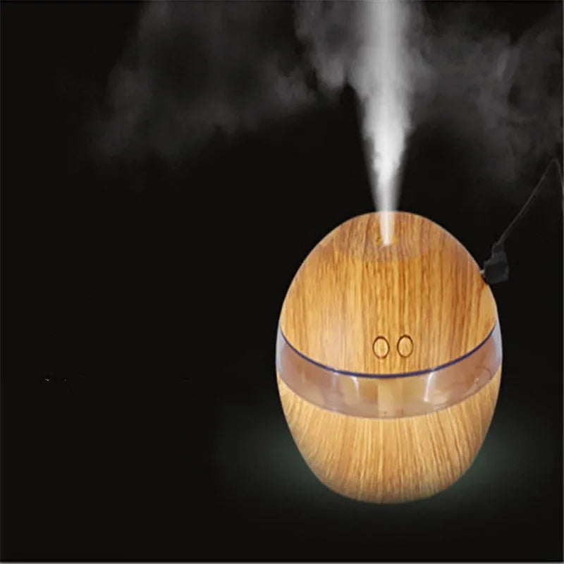 Brown wood grain finish USB desktop humidifier with compact rectangular design
