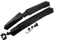 Universal bicycle mudguards set with front and rear fenders in black, blue, green, and red, plastic and resin construction.