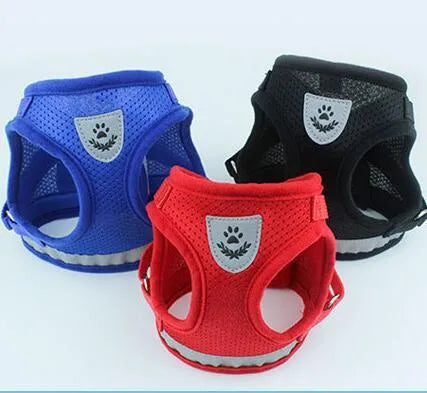Dog harness and leash set in reflective mesh, black colour, with 1.2m lead, sizes S to XL