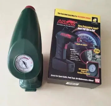 Portable electric car tyre pump with motor and air pump components