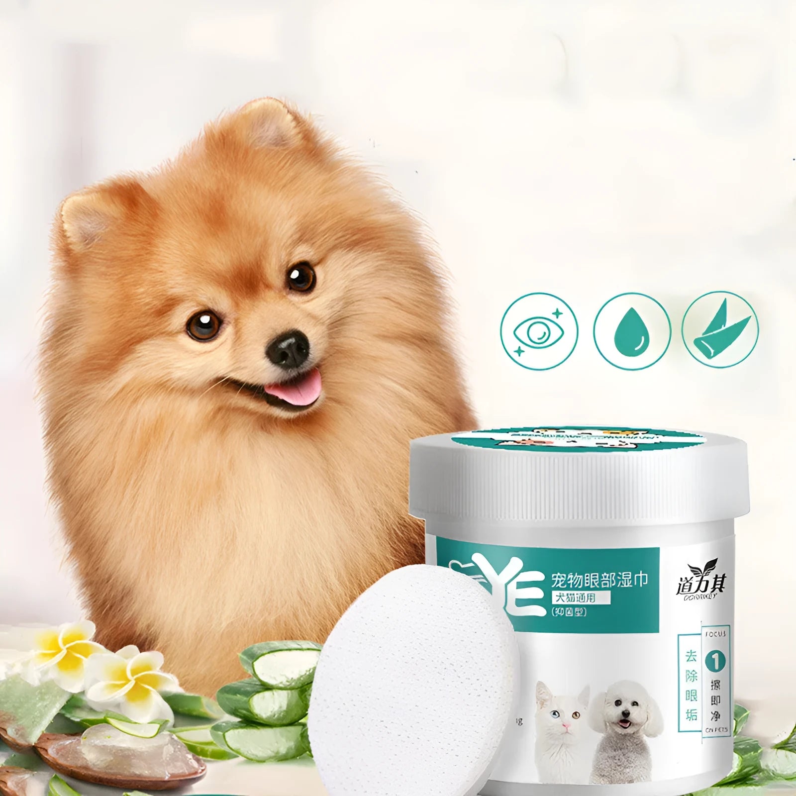 Pack of 130 pet eye wipes for dogs and cats tear stain removal