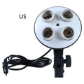 Black ceramic quadruple lamp holder for studio photography with four bulb sockets