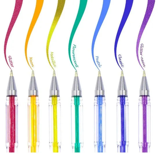 Colour gel pen set showing 2.2mm large inner diameter for smooth writing performance