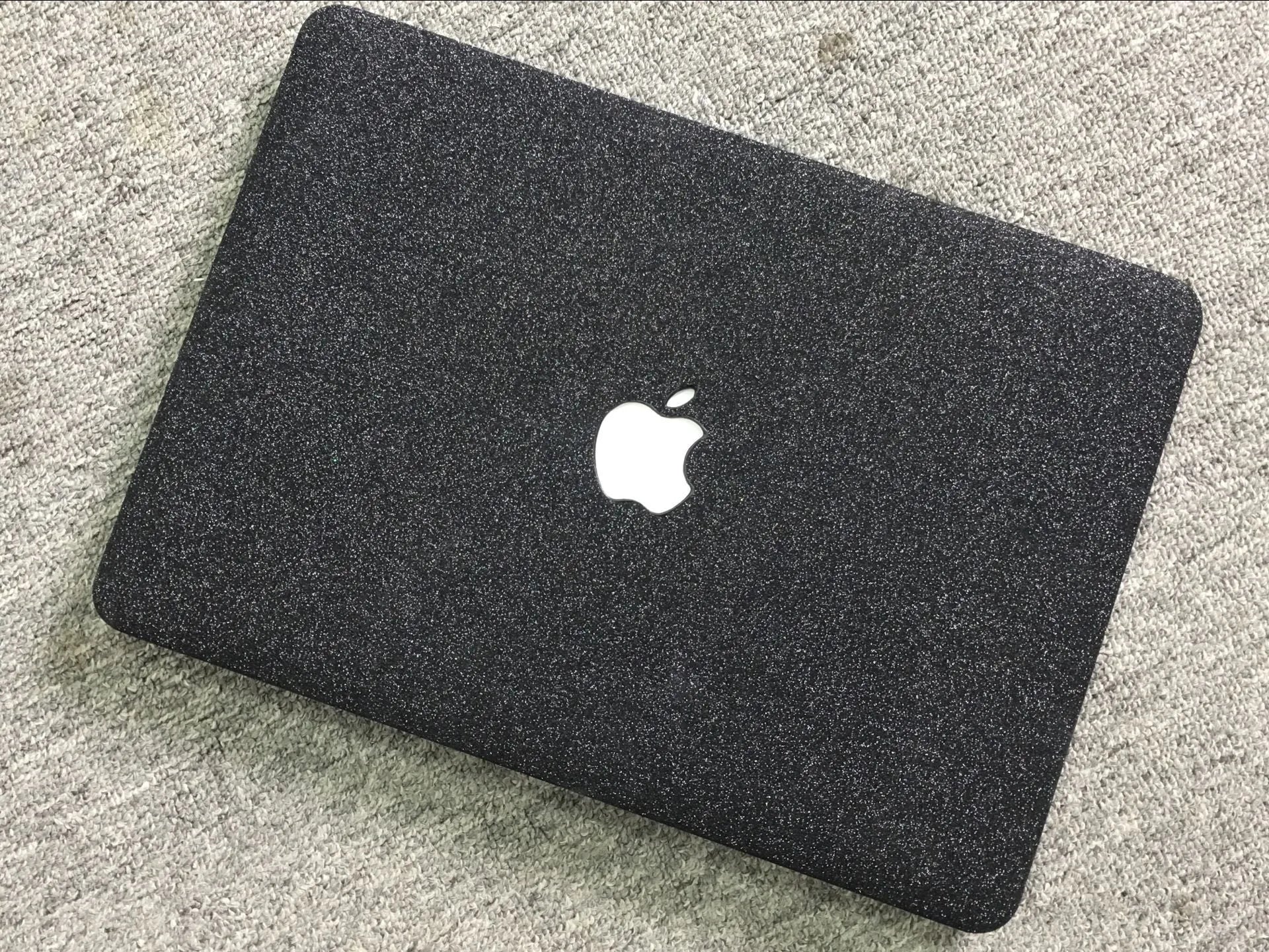MacBook flash powder protective case in PC plastic with imitation leather and leather accents, shown in Rose Gold colour for Air13 model