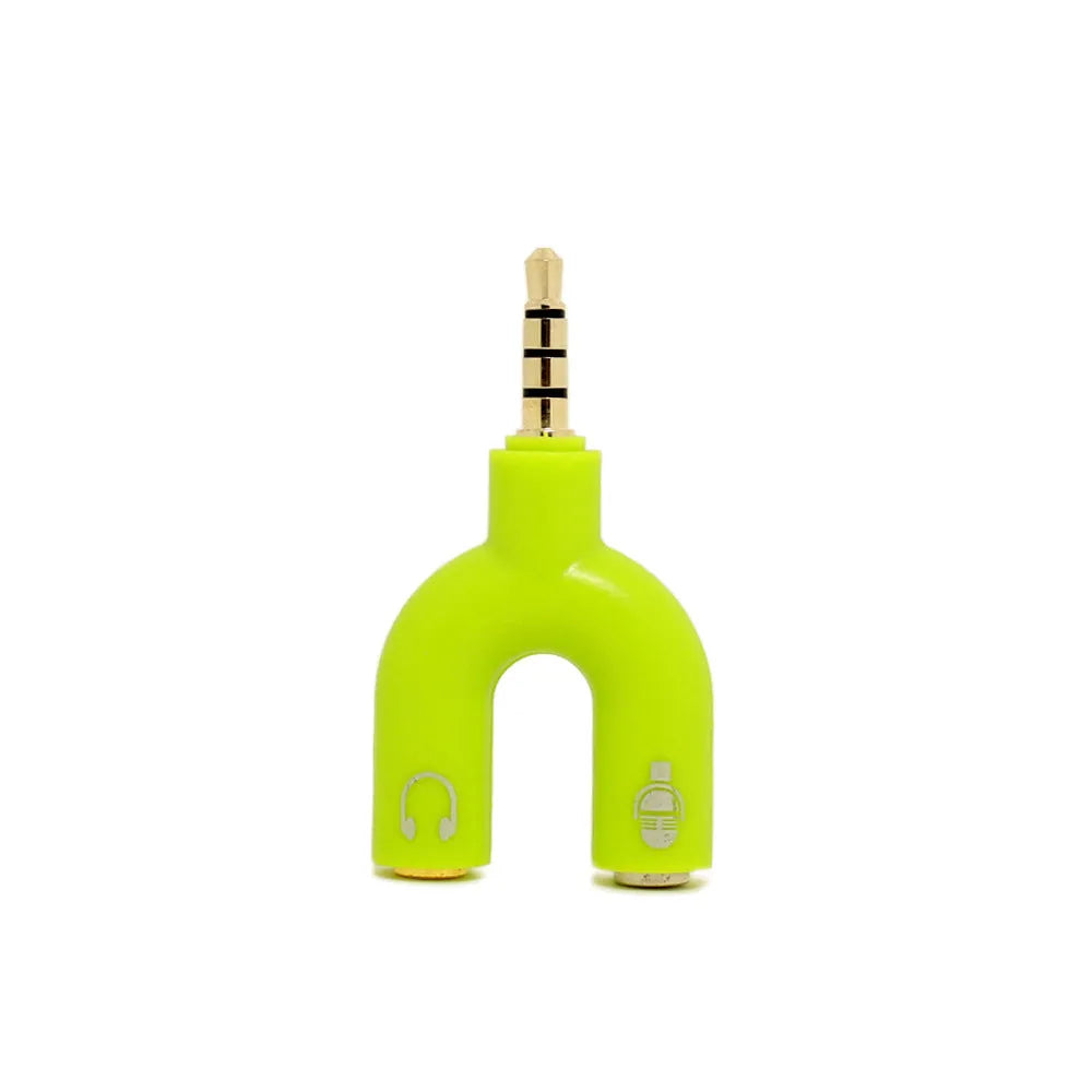 3.5mm audio splitter adapter in six colours with gold-plated connections
