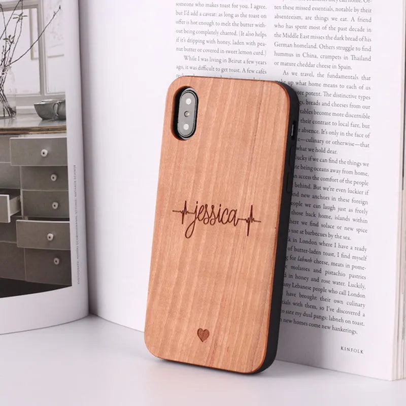 Wooden iPhone case with TPU and metal back cover in Brown and Rosewood for Apple models