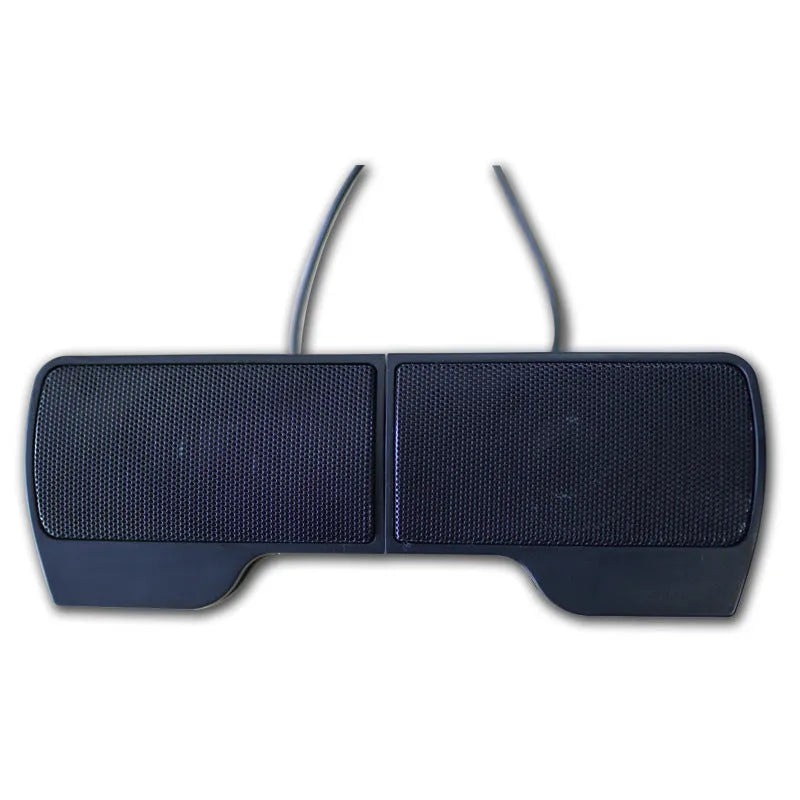 Black clip-on mini USB desktop speaker, 18 x 6.5 x 2.4cm, for laptop and monitor use with gift box