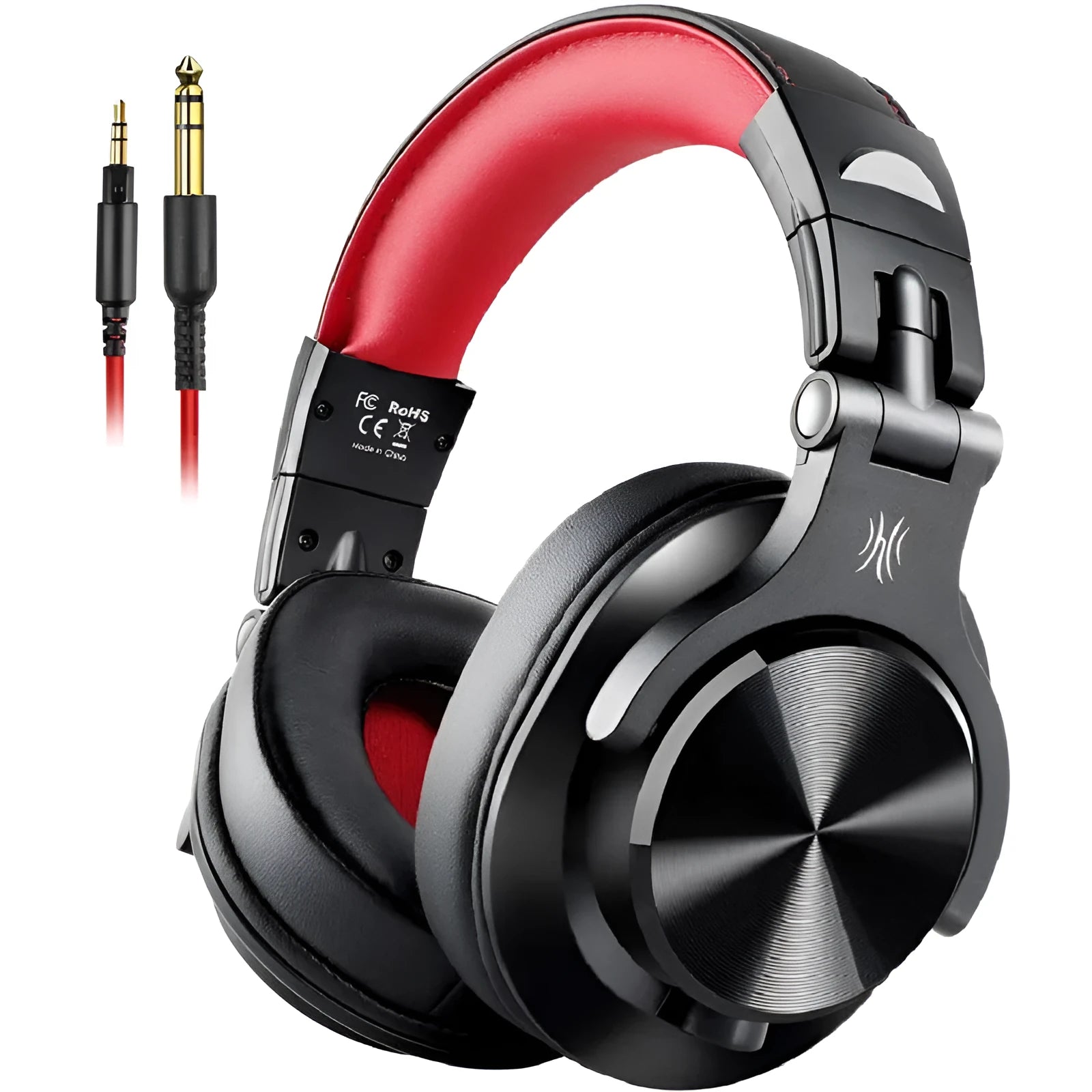 OneOdio wired studio headphones with 40mm drivers in black or red colour