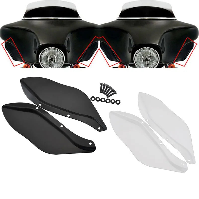 Black and transparent ABS plastic Harley Davidson motorcycle side headlight cover set.