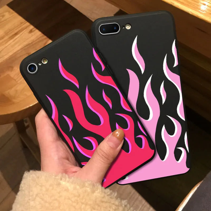 TPU flame back cover phone case for Apple iPhone, painted design in European American style