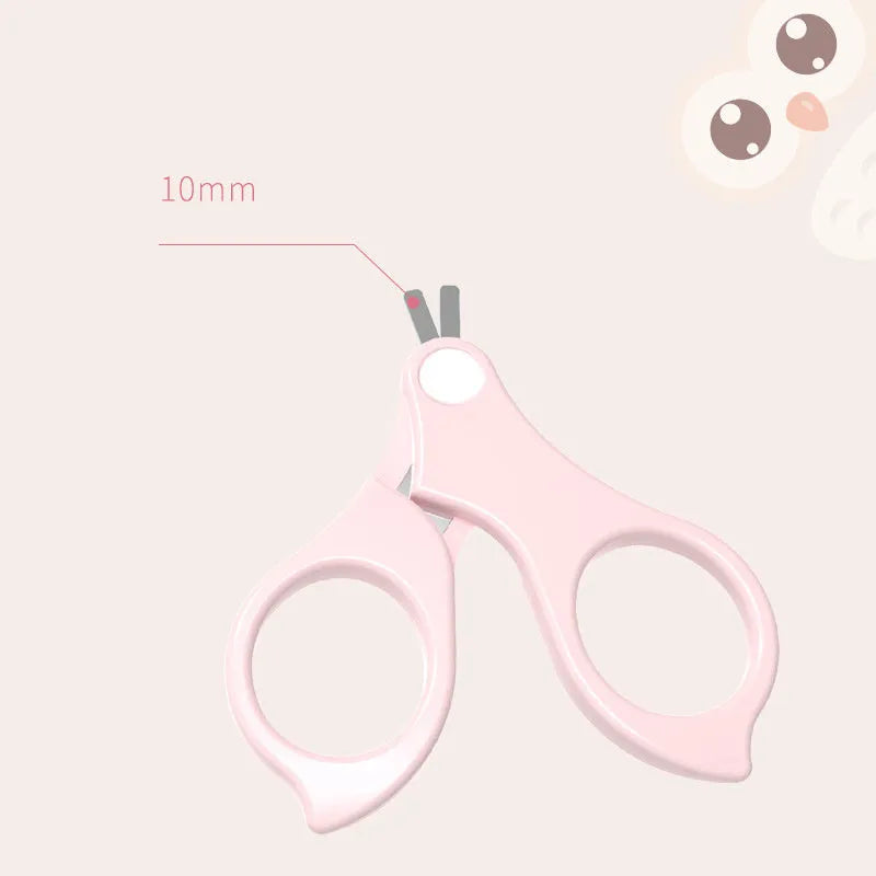 Baby nail clippers set with silicone case, plastic file, and stainless steel clippers in a choice of animal designs.