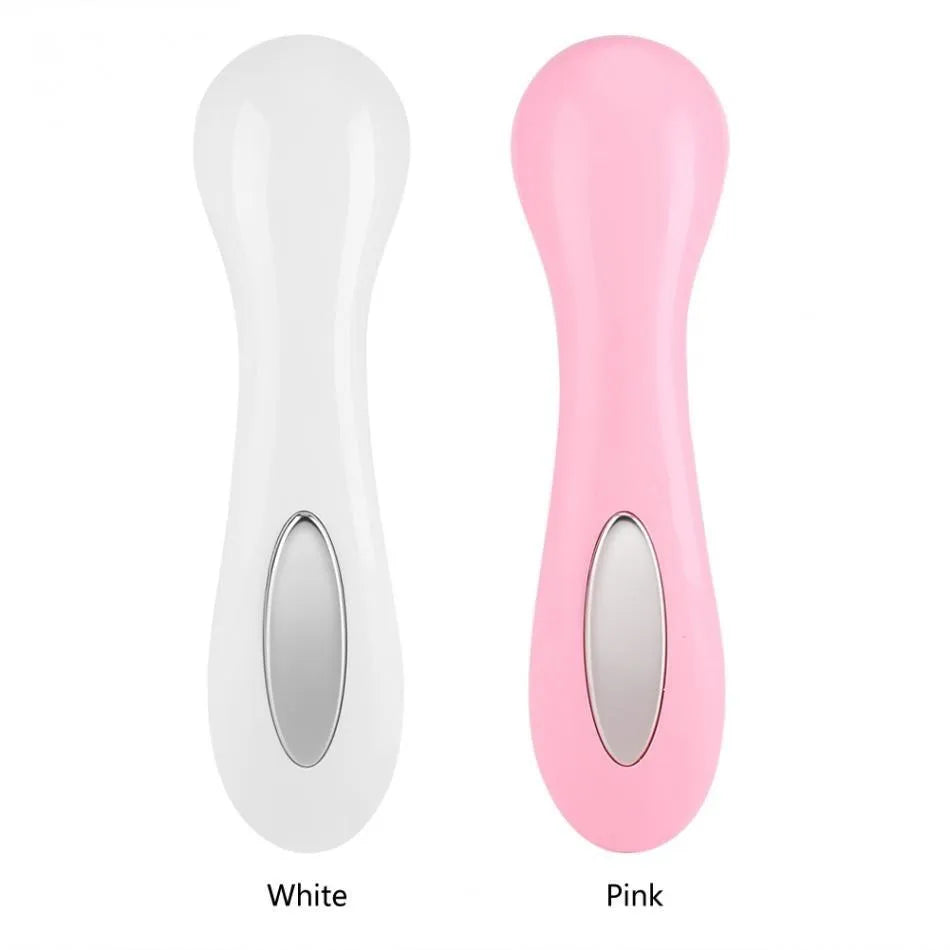 Electric facial massager in white: ultrasonic and ionic skin firming device with wrinkle removal function, approx 15cm long