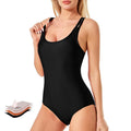 Solid black women's swimsuit briefs made from polyester and nylon for swimming and wading sports