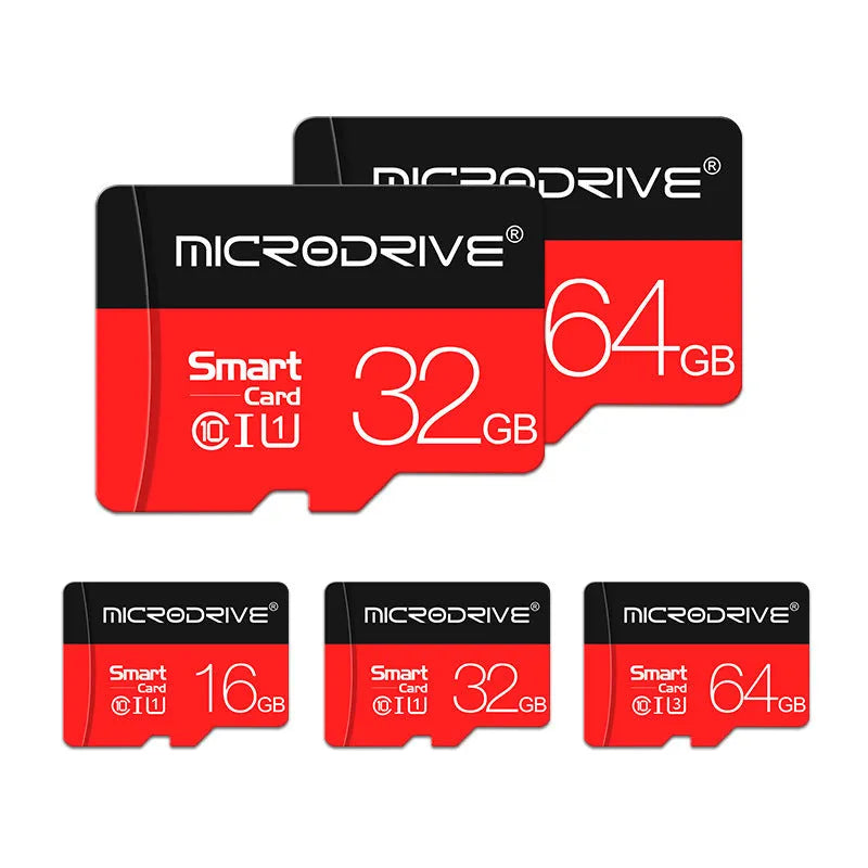 Class 10 TF micro-SD memory card with SD card holder on white background