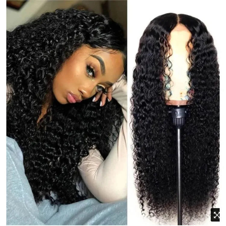 Black high temperature silk African wave wig for ladies, 12 to 28 inches available, machine made synthetic