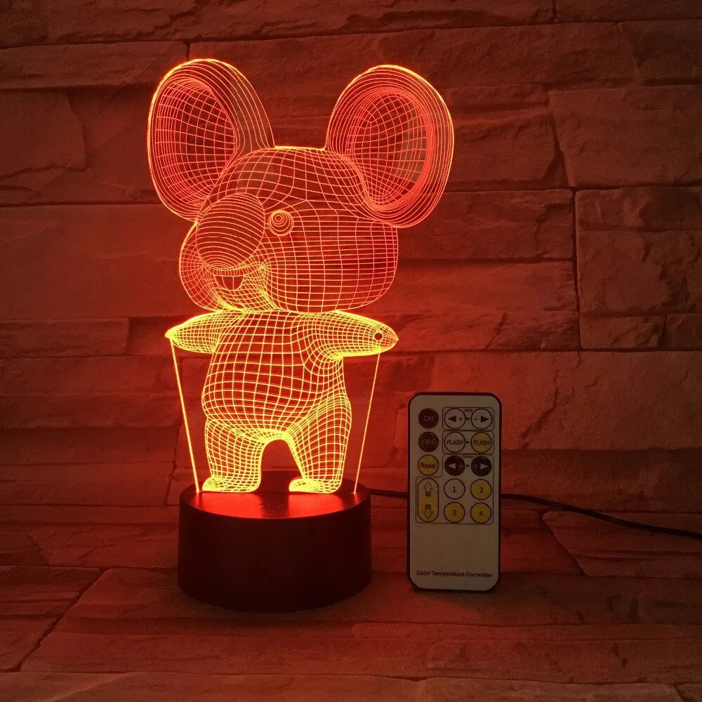 Black koala night light with LED illumination and touch/remote control
