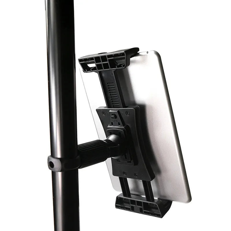 Black ABS and PC tablet computer holder for 7-12 inch tablets, mounted on car headrest with 806 clip