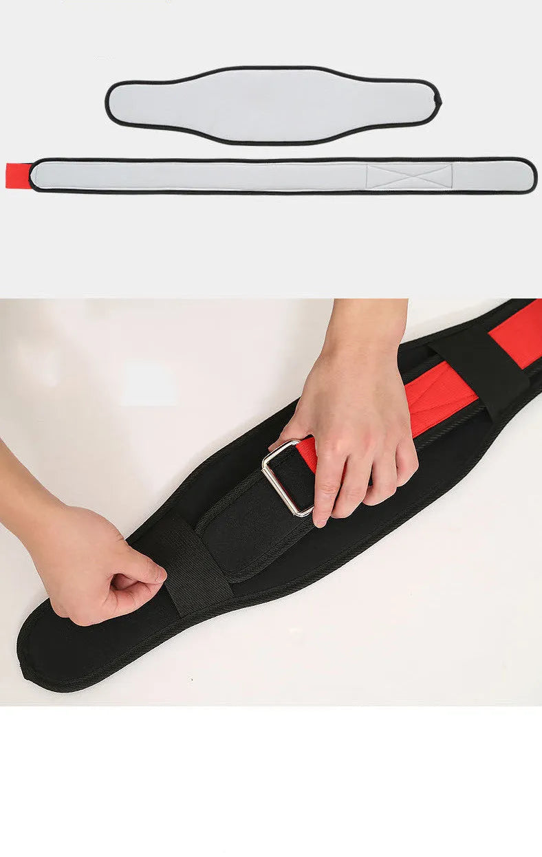 Nylon fitness weightlifting waistband belt for adult gym training in black red yellow colours