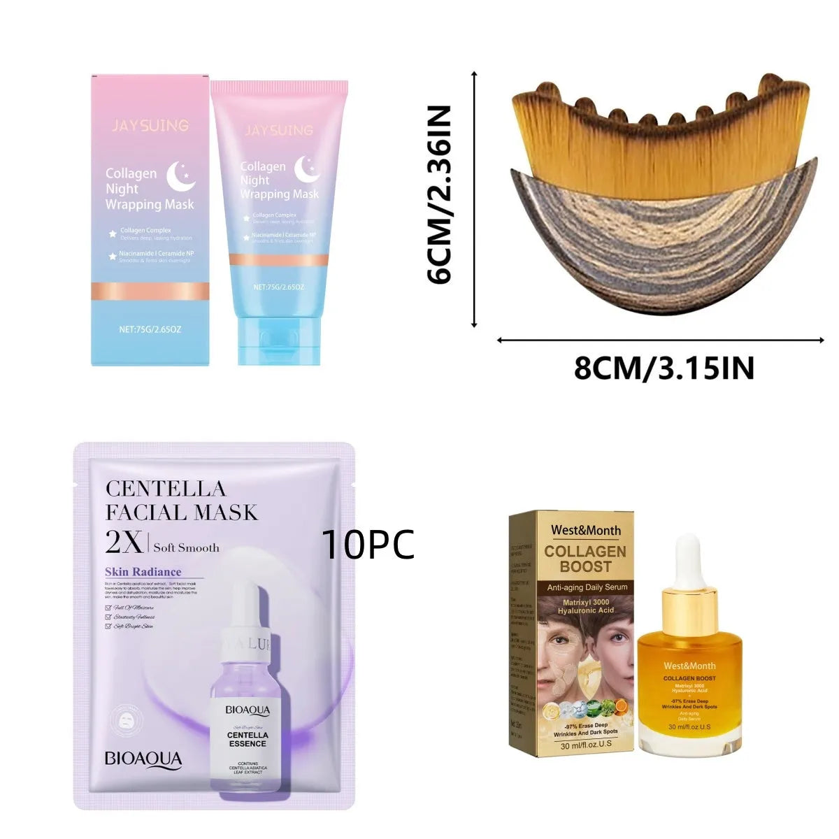 Collagen Night Wrapping Mask set with 75g container and application brush