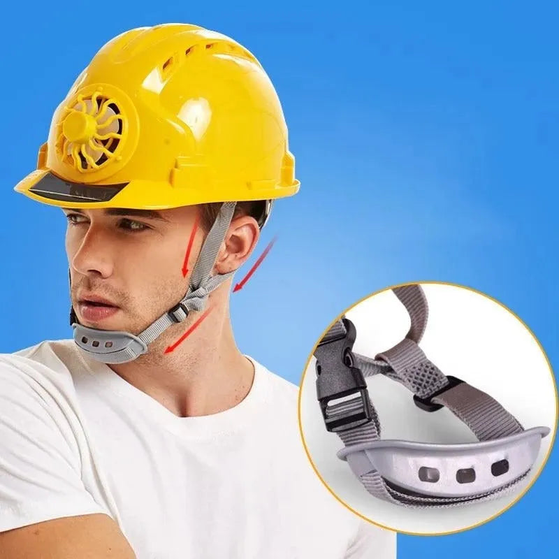 PE solar fan sunshade helmet in Blue, Red, White or Yellow for construction and outdoor workers