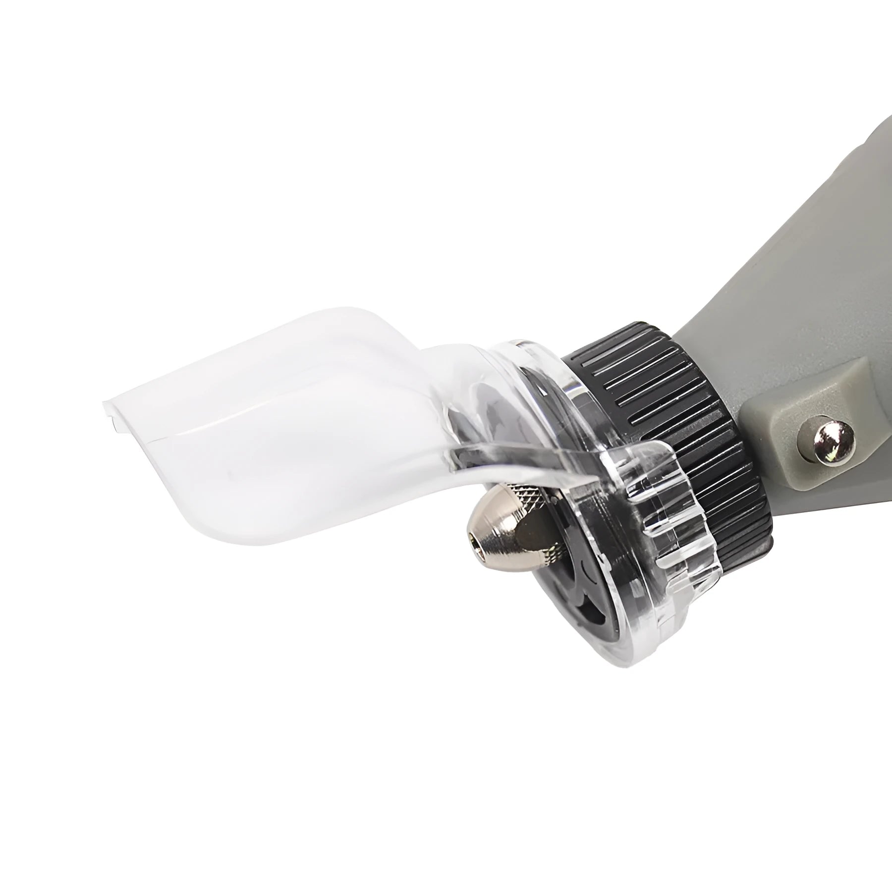 Transparent plastic face shield for Delta grinder with 17.5-19mm thread port.