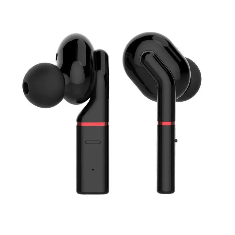 Black and white VV1 true wireless Bluetooth earphones with compact charging case