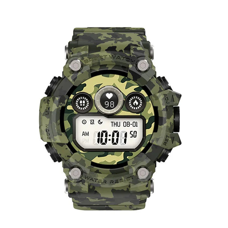 Black T6 tactical smart watch with alloy case and 1.3 inch screen on an anti-sweat wristband.