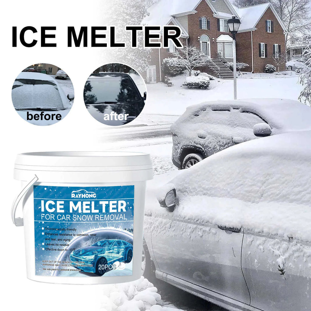 Pack of 20 car glass deicing effervescent tablets for winter windscreen defrosting