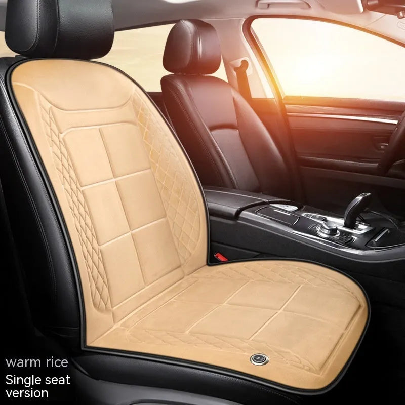Car heating cushion with auto temperature function and cotton filling in beige, black or coffee brown colours