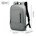 Gray business lightweight multifunctional backpack with USB port for men, Oxford cloth, solid colour
