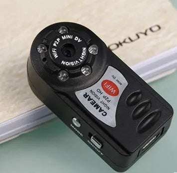 Mini WiFi security camera with infrared night vision, black, 5.7 x 2.2 x 1.9 cm