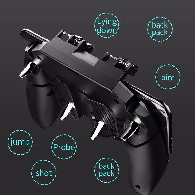 Black AK66 six-finger gamepad for PUBG mobile phone with rotatable lever