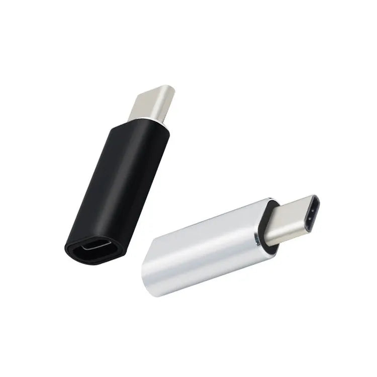 Apple female to Type-C male adapter in silver for charging and syncing iPhone 8 and later