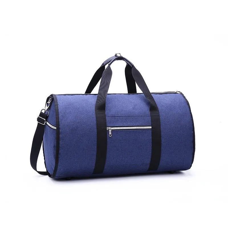 A medium-sized cylindrical travel bag in Oxford cloth, shown in black, featuring a zipper opening.