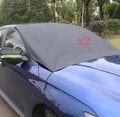 Car windshield snow cover 210x120cm waterproof polyester taffeta black silver with reflective bar and magnets