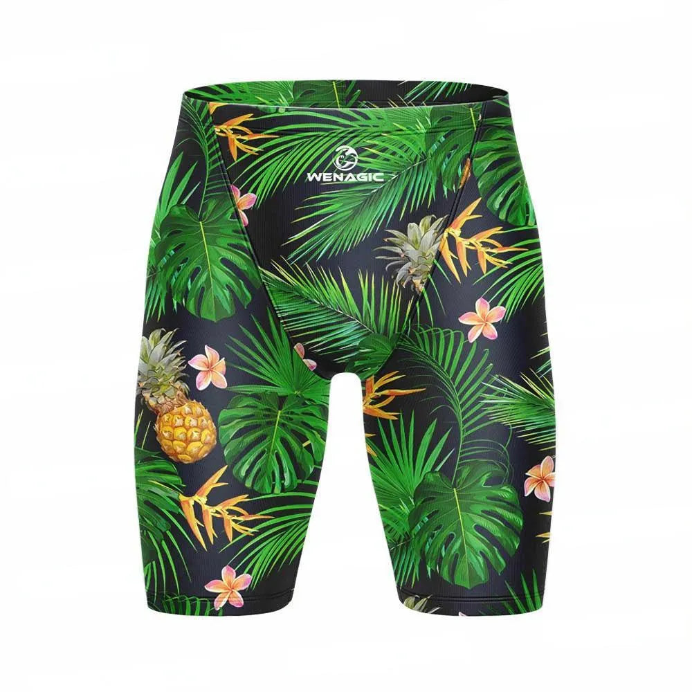 Men's brief-style swimming pants in various colours, made from Lycra and polyester fabric.