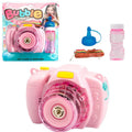 Yellow camera-shaped automatic bubble machine with flashing lights for children's outdoor play