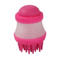 Silicone dog washing brush with built-in shampoo reservoir, 80x110mm, soft bristles, blue pink green