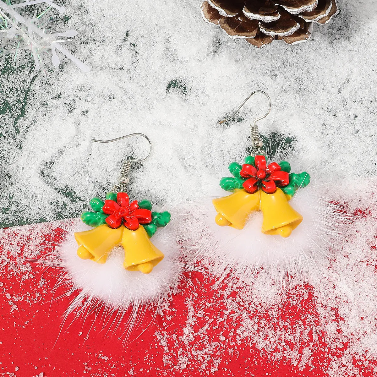 Acrylic drop earrings with Christmas snowflake and elk motifs in colour A23572