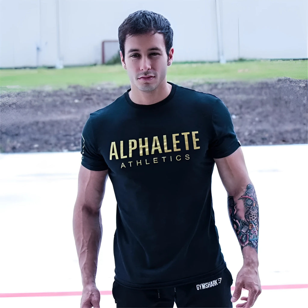 Cotton fitness T-shirt in red, showing front view, available in sizes S to XXL