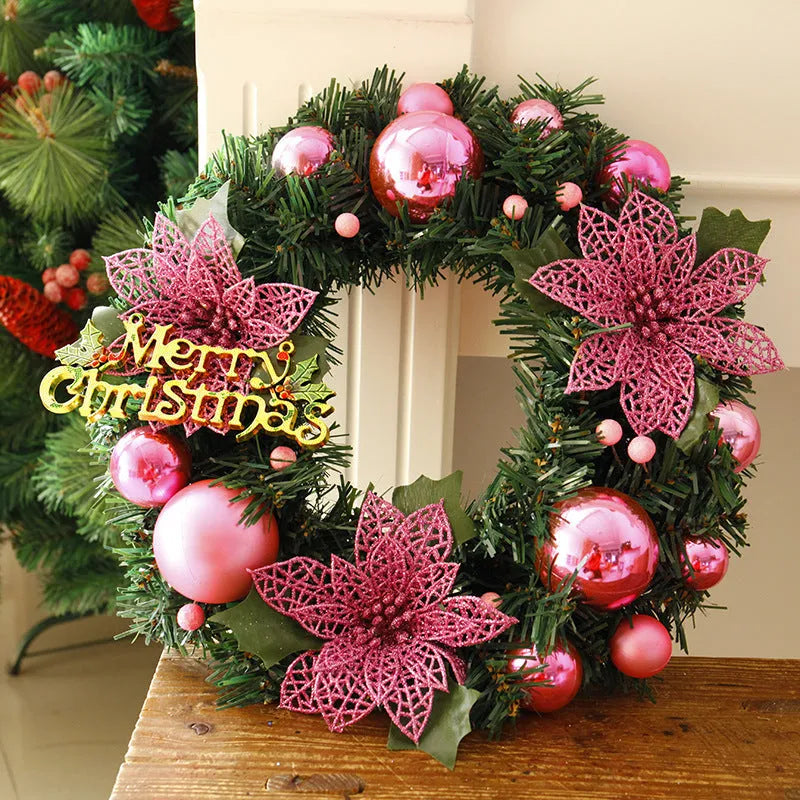 30cm multicolour plastic Christmas wreath decoration for door and garden