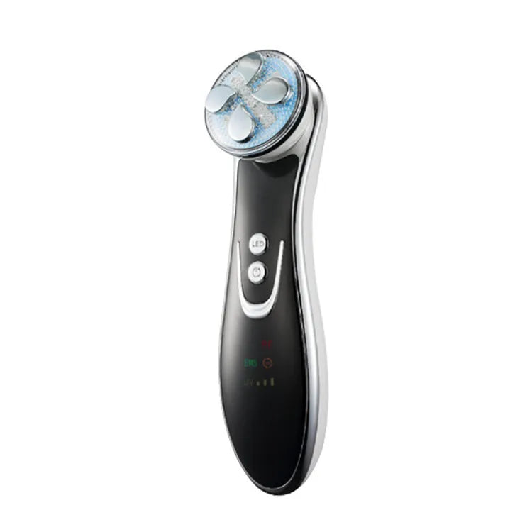 Gold Thermage colour light IPL beauty instrument with ABS body and medical stainless steel head on white background